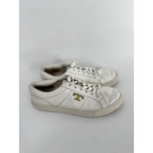 Tory Burch Amalia Sneakers Women 9.5 White Leather Gold Logo Low Top